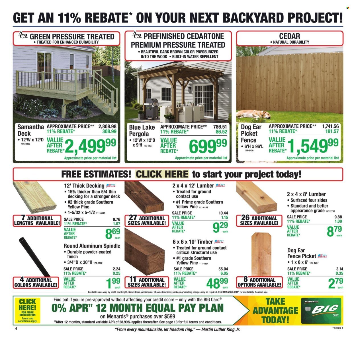 MENARDS ad - 11% Rebate* Sale