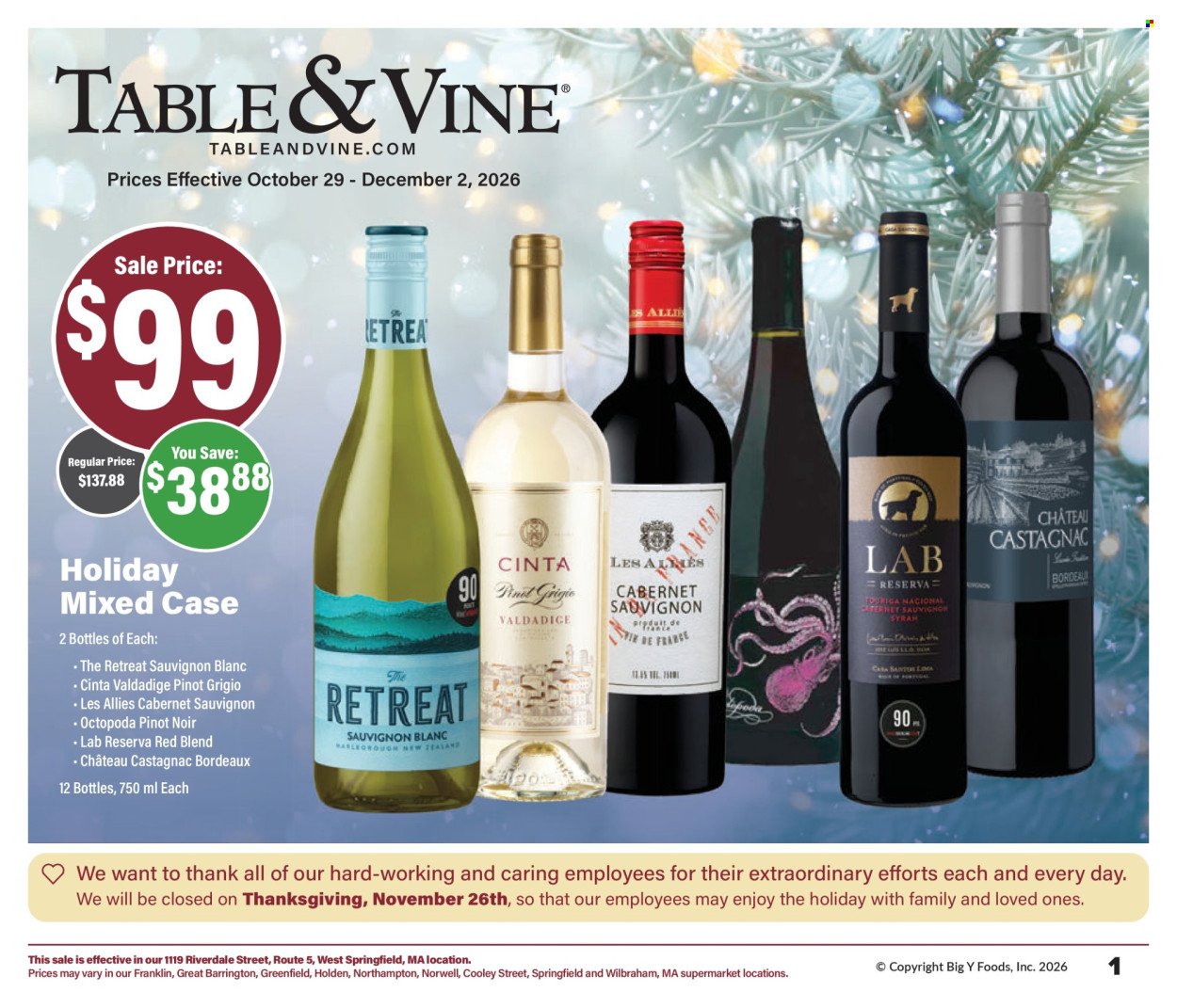 BIG Y ad - Table & Vine