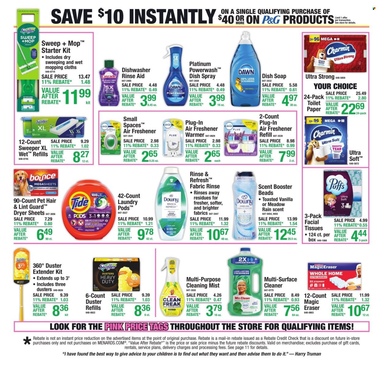 MENARDS ad - 11% Rebate* Sale