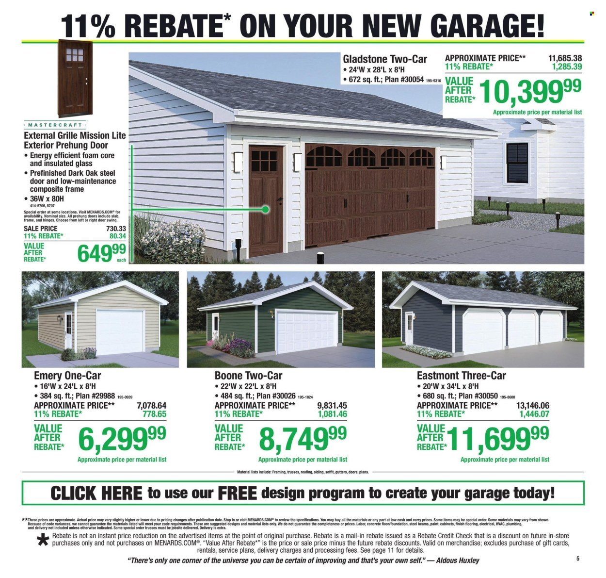 MENARDS ad - 11% Rebate* Sale