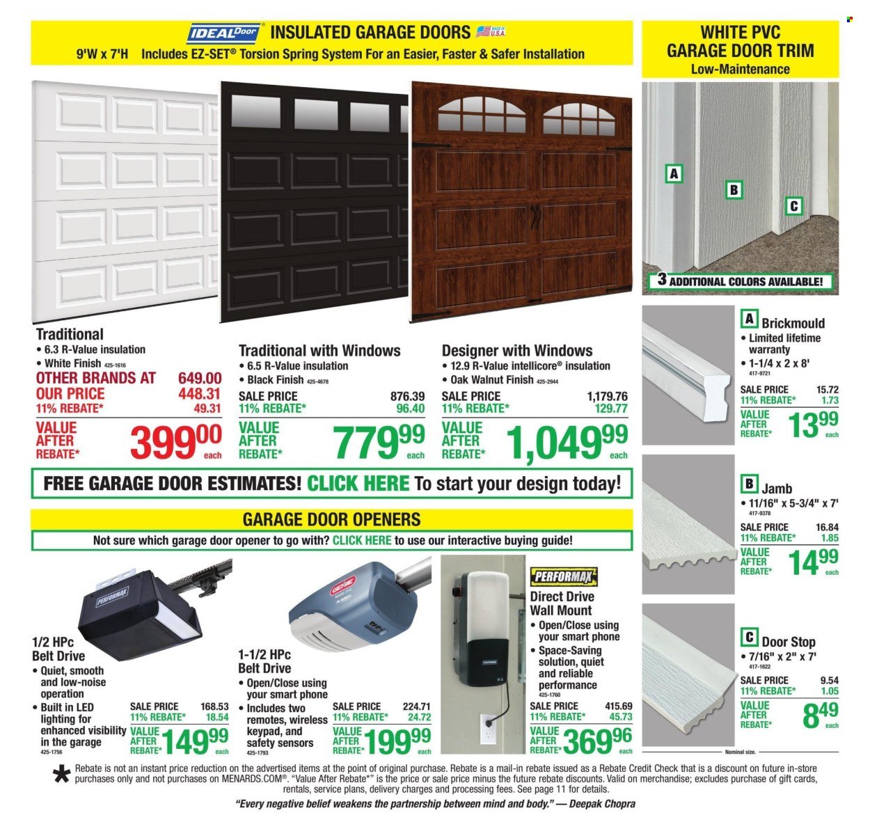 MENARDS ad - 11% Rebate* Sale