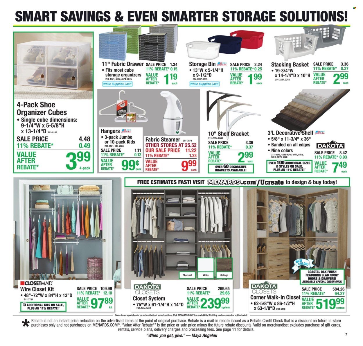 MENARDS ad - 11% Rebate* Sale