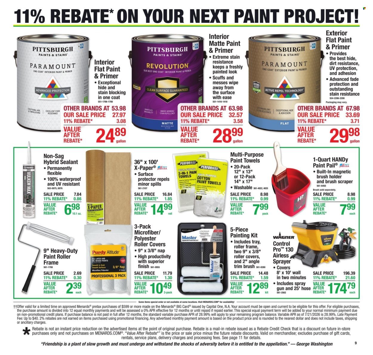 MENARDS ad - 11% Rebate* Sale