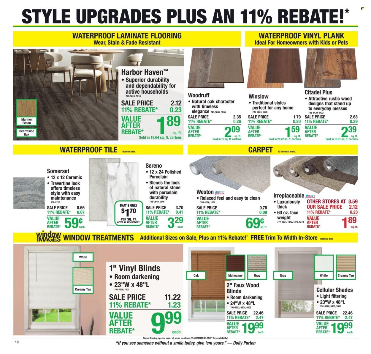 MENARDS ad - 11% Rebate* Sale