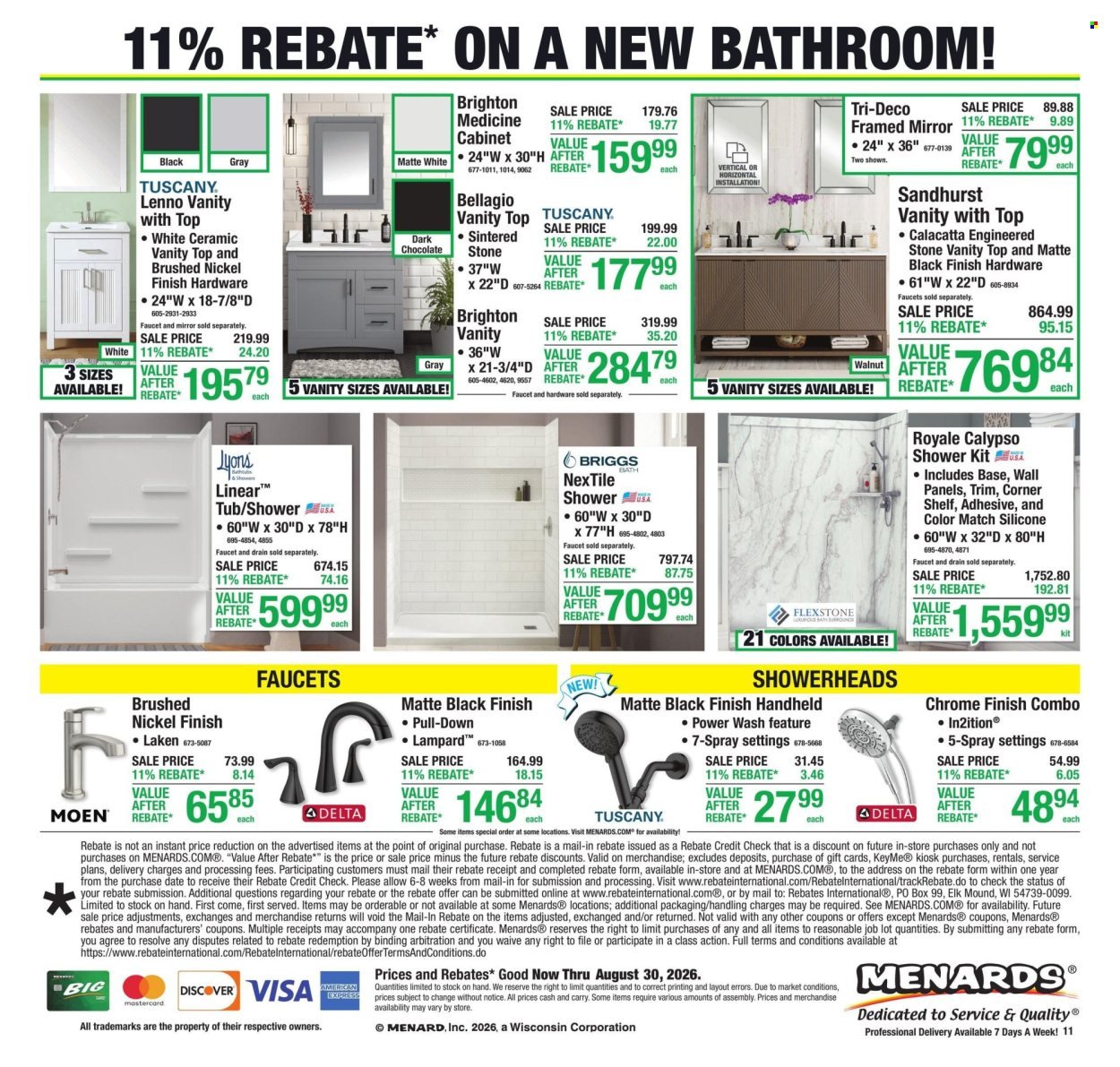 MENARDS ad - 11% Rebate* Sale