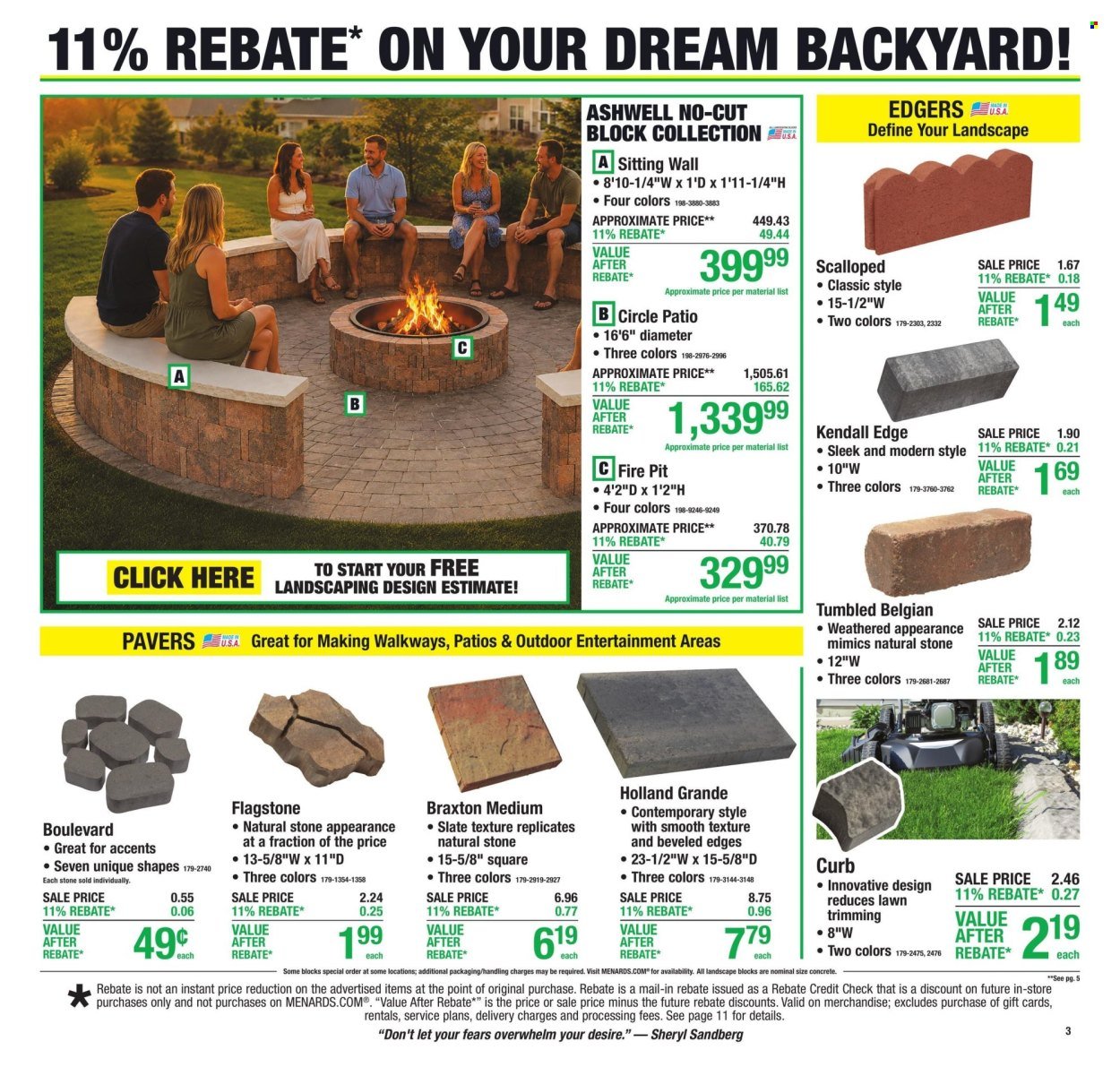 MENARDS ad - 11% Rebate* Sale