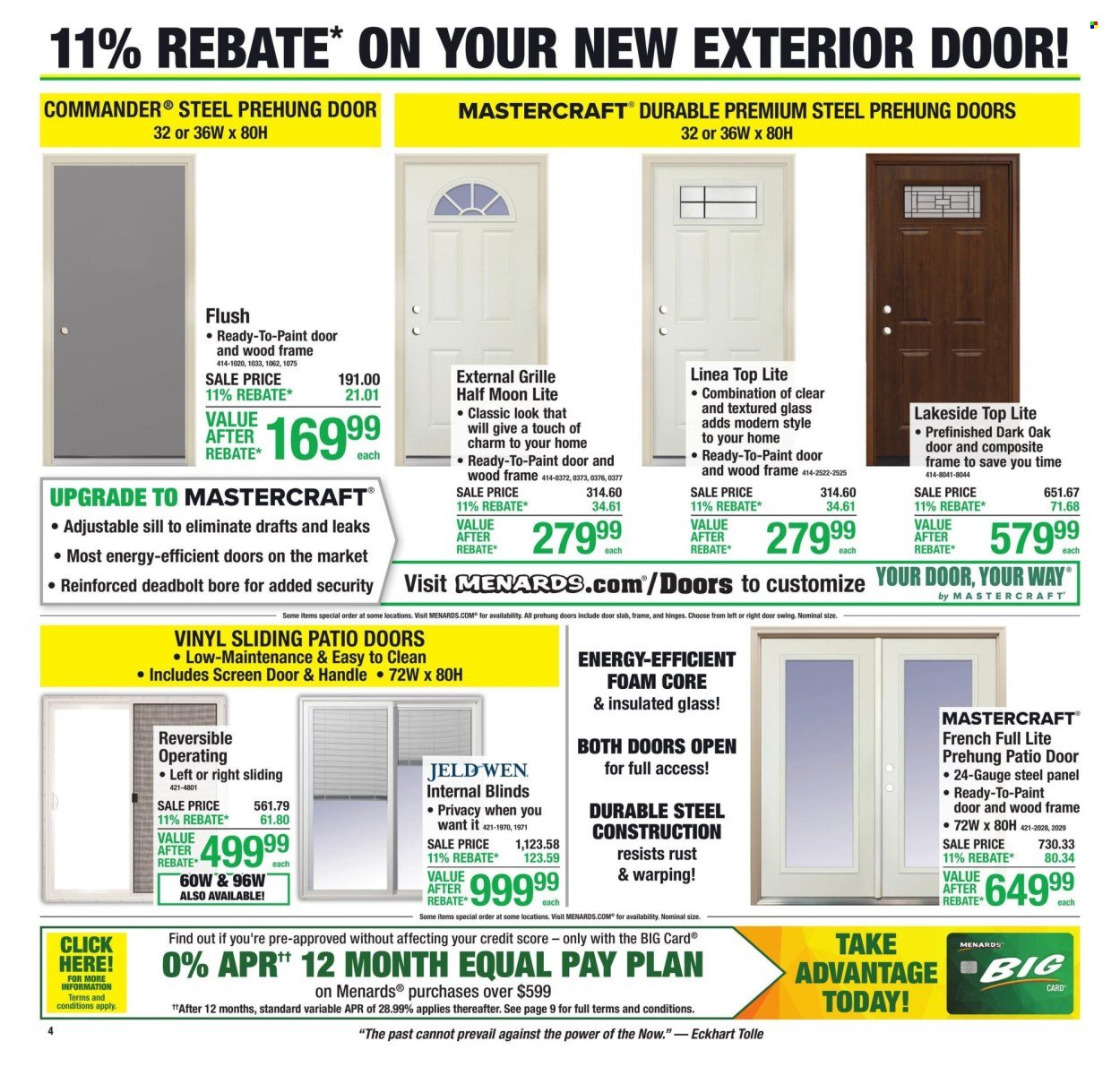 MENARDS ad - 11% Rebate* Sale