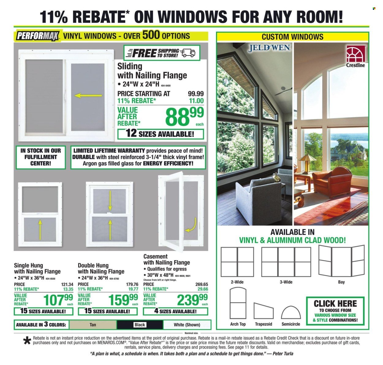 MENARDS ad - 11% Rebate* Sale