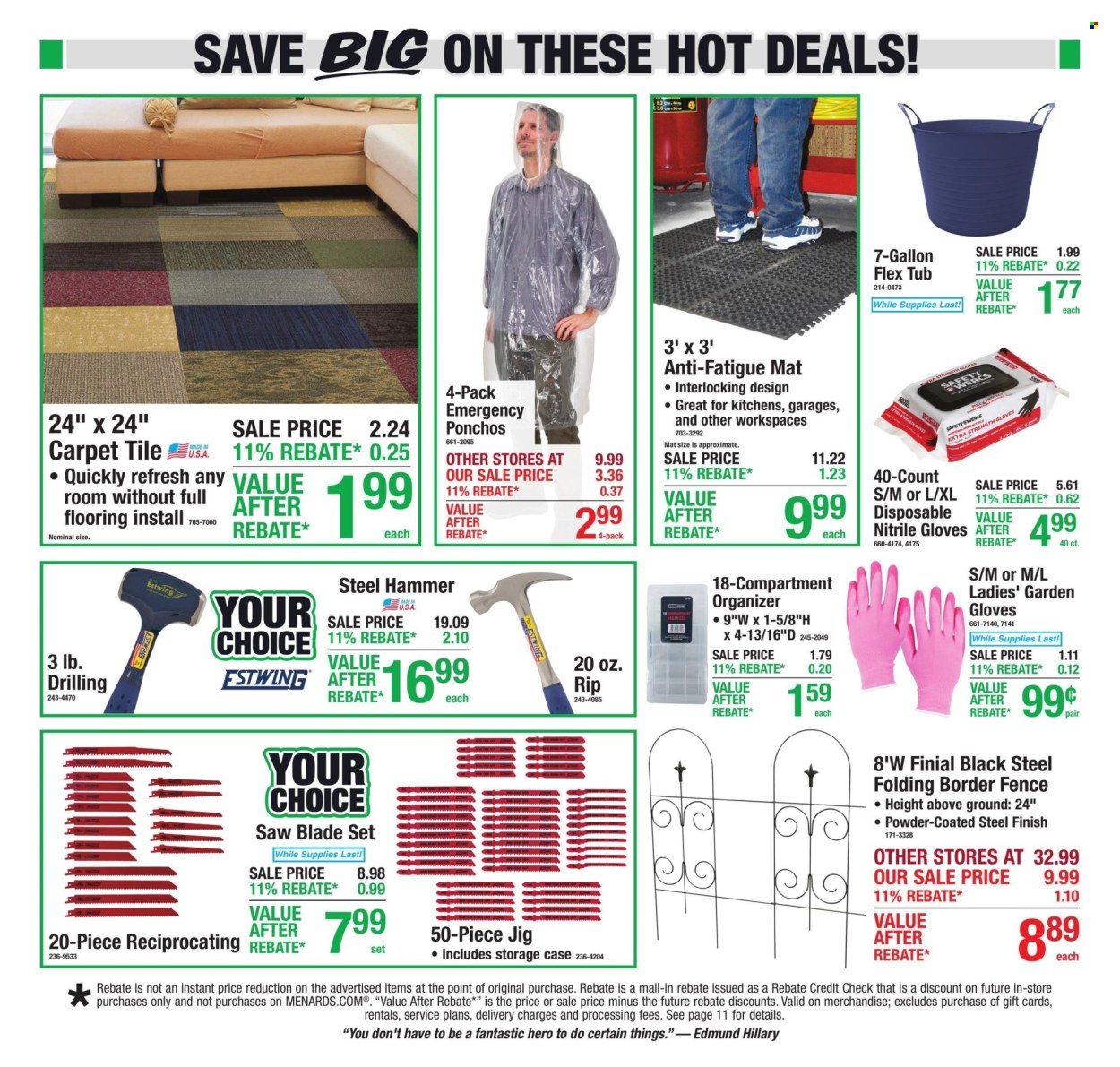 MENARDS ad - 11% Rebate* Sale