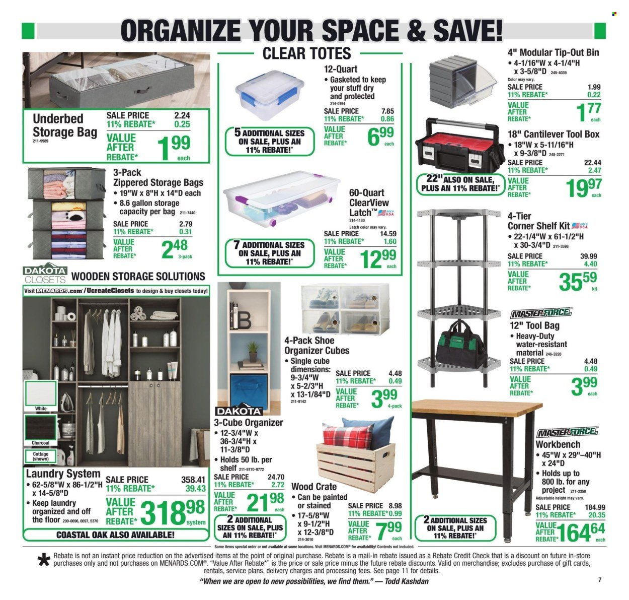 MENARDS ad - 11% Rebate* Sale