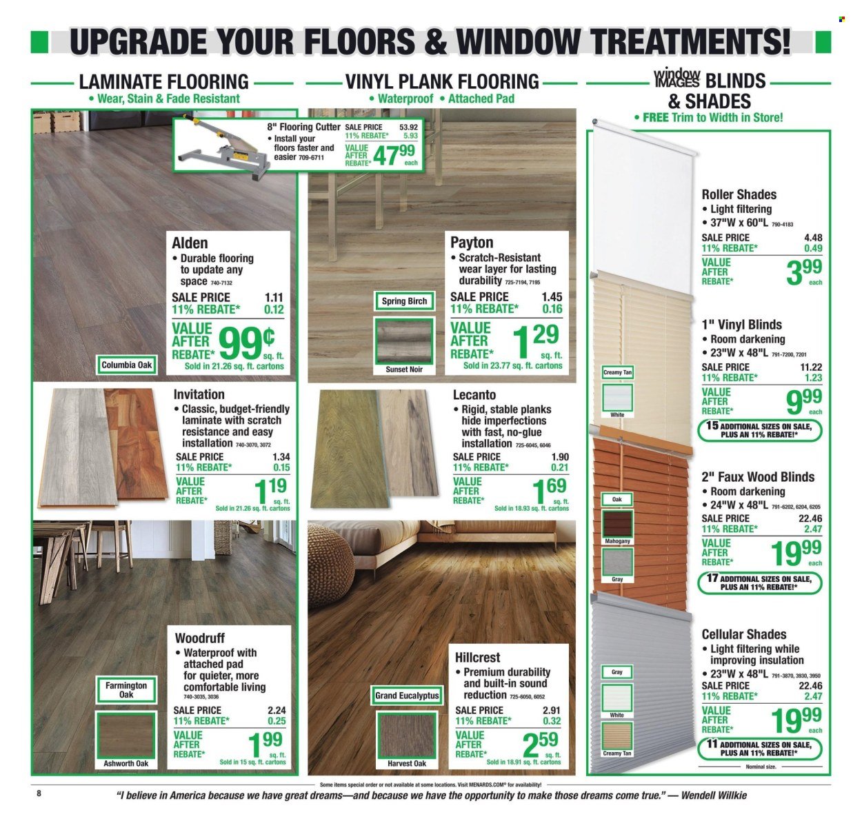 MENARDS ad - 11% Rebate* Sale
