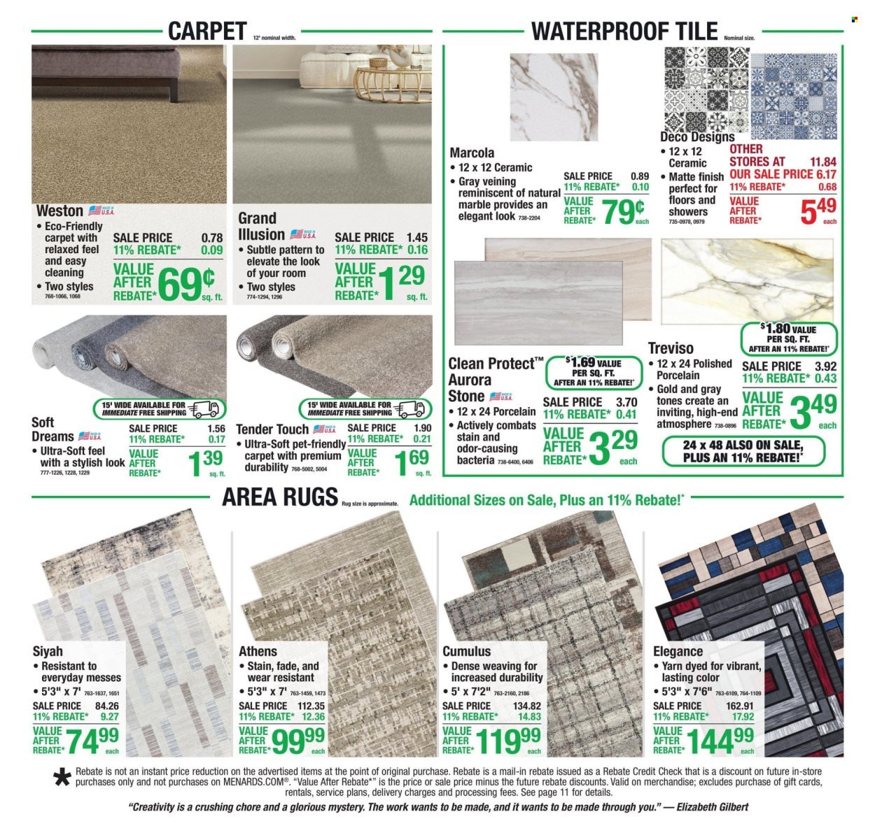 MENARDS ad - 11% Rebate* Sale