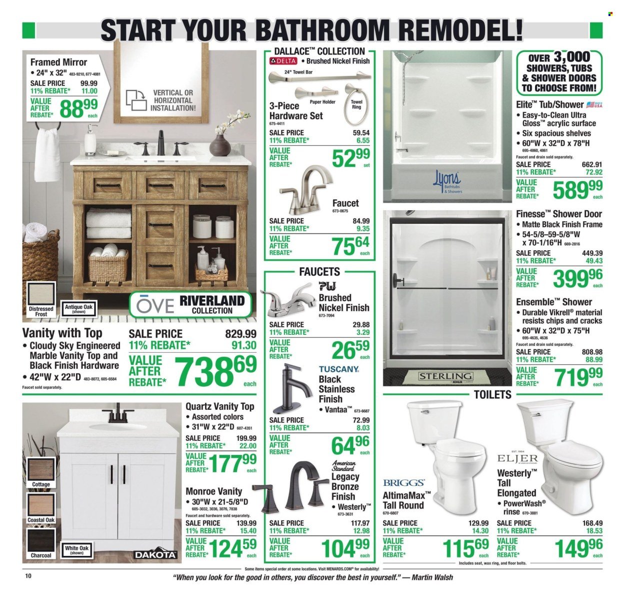 MENARDS ad - 11% Rebate* Sale