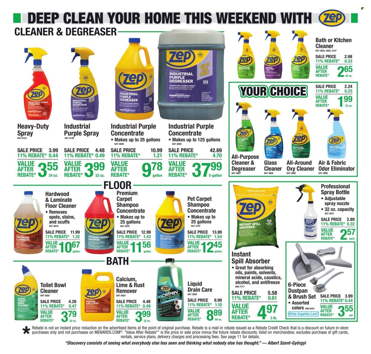MENARDS ad - 11% Rebate* Sale
