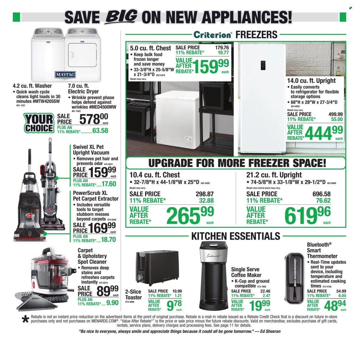 MENARDS ad - 11% Rebate* Sale