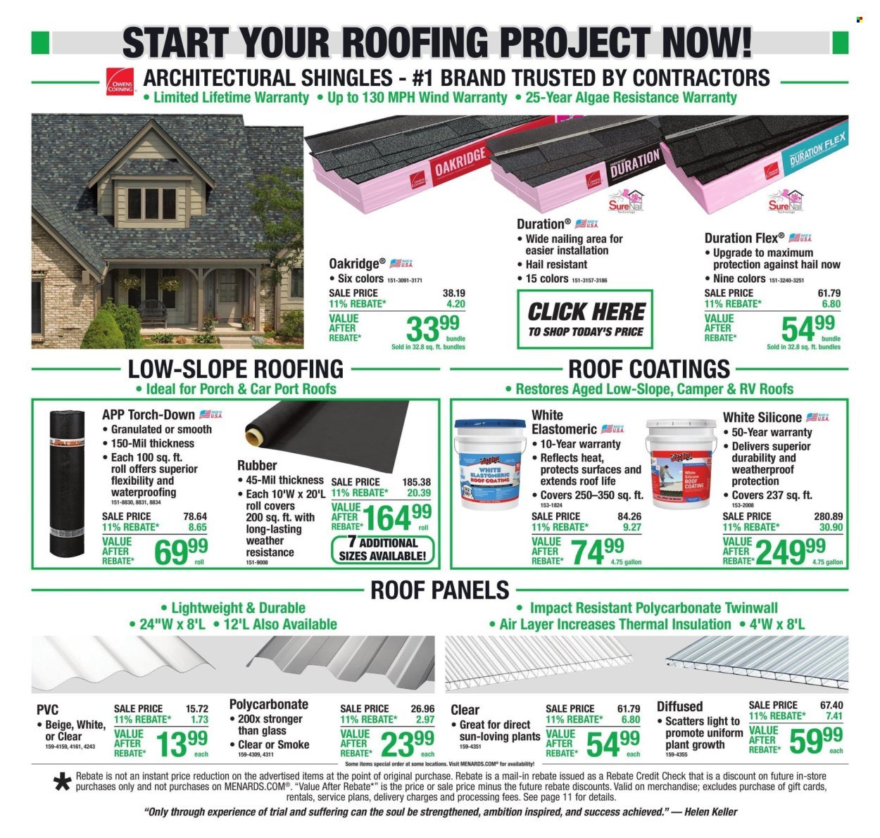 MENARDS ad - 11% Rebate* Sale