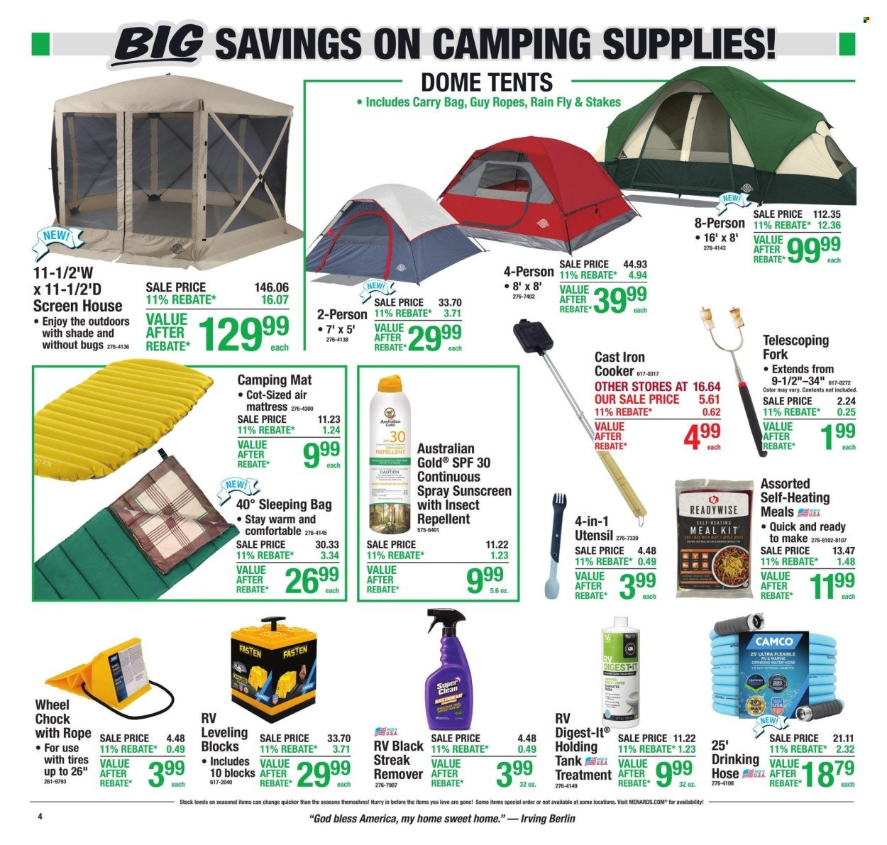 MENARDS ad - 11% Rebate* Sale