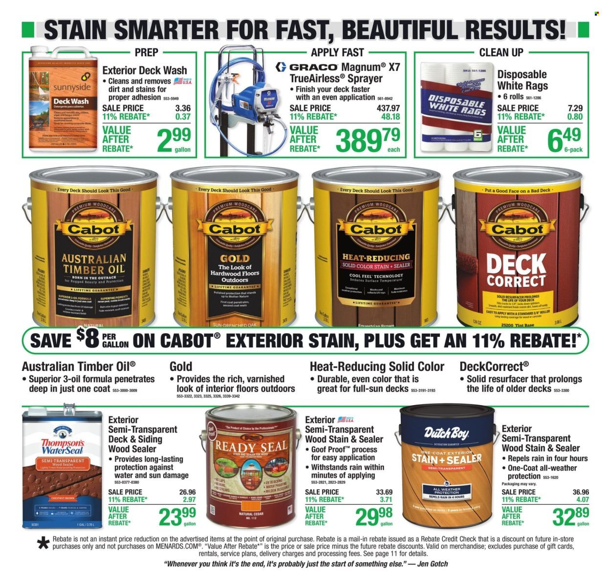 MENARDS ad - 11% Rebate* Sale