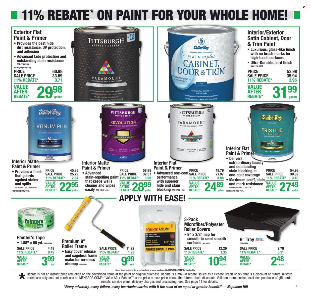 MENARDS ad - 11% Rebate* Sale