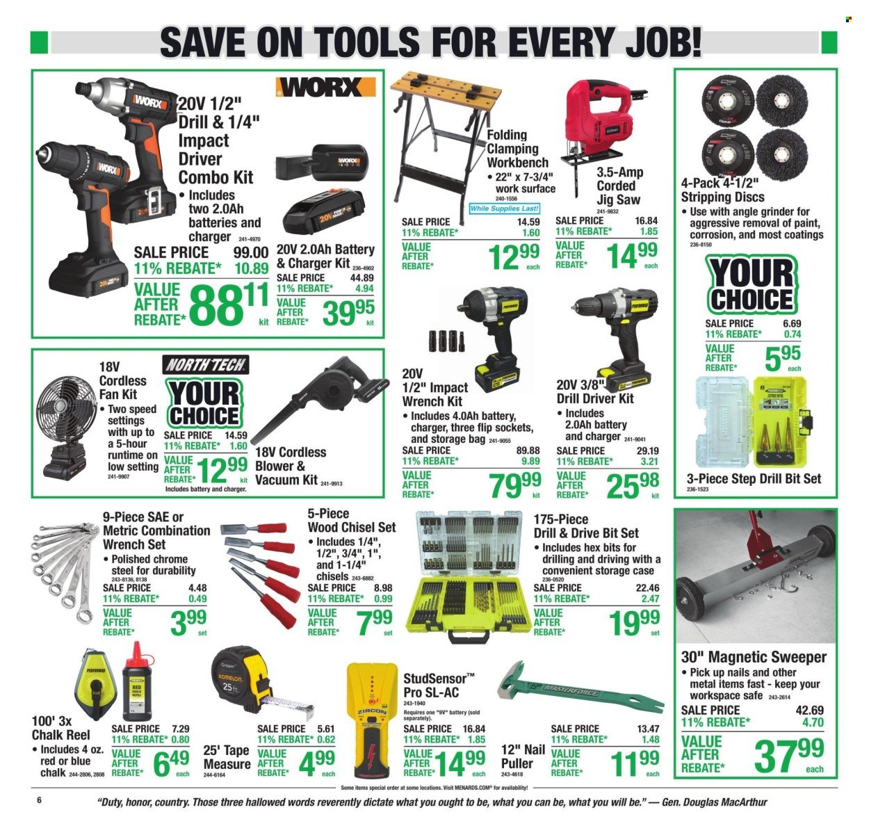 MENARDS ad - 11% Rebate* Sale