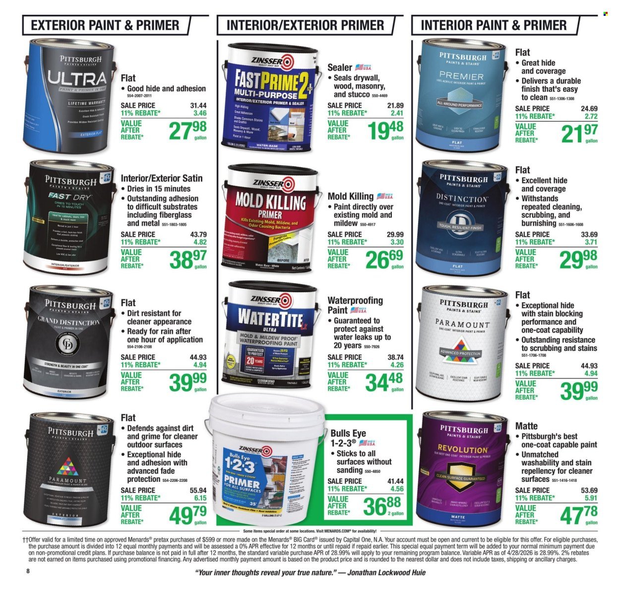 MENARDS ad - 11% Rebate* Sale