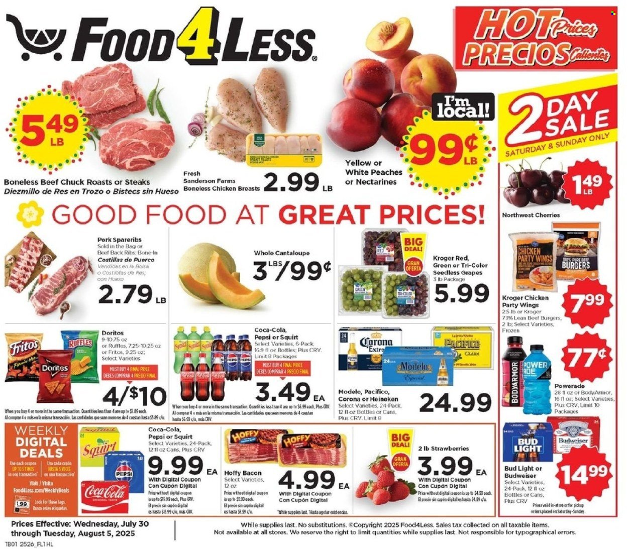 FOOD 4 LESS ad - Weekly Ad (2025-07-30 - 2025-08-05) | 1