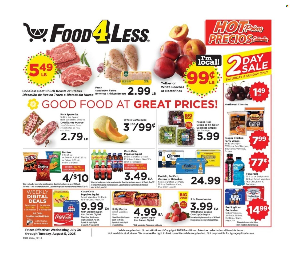 FOOD 4 LESS ad - Weekly Ad (2025-07-30 - 2025-08-05) | 1