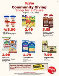 HY-VEE ad - Shop for a Cause! August Specials.