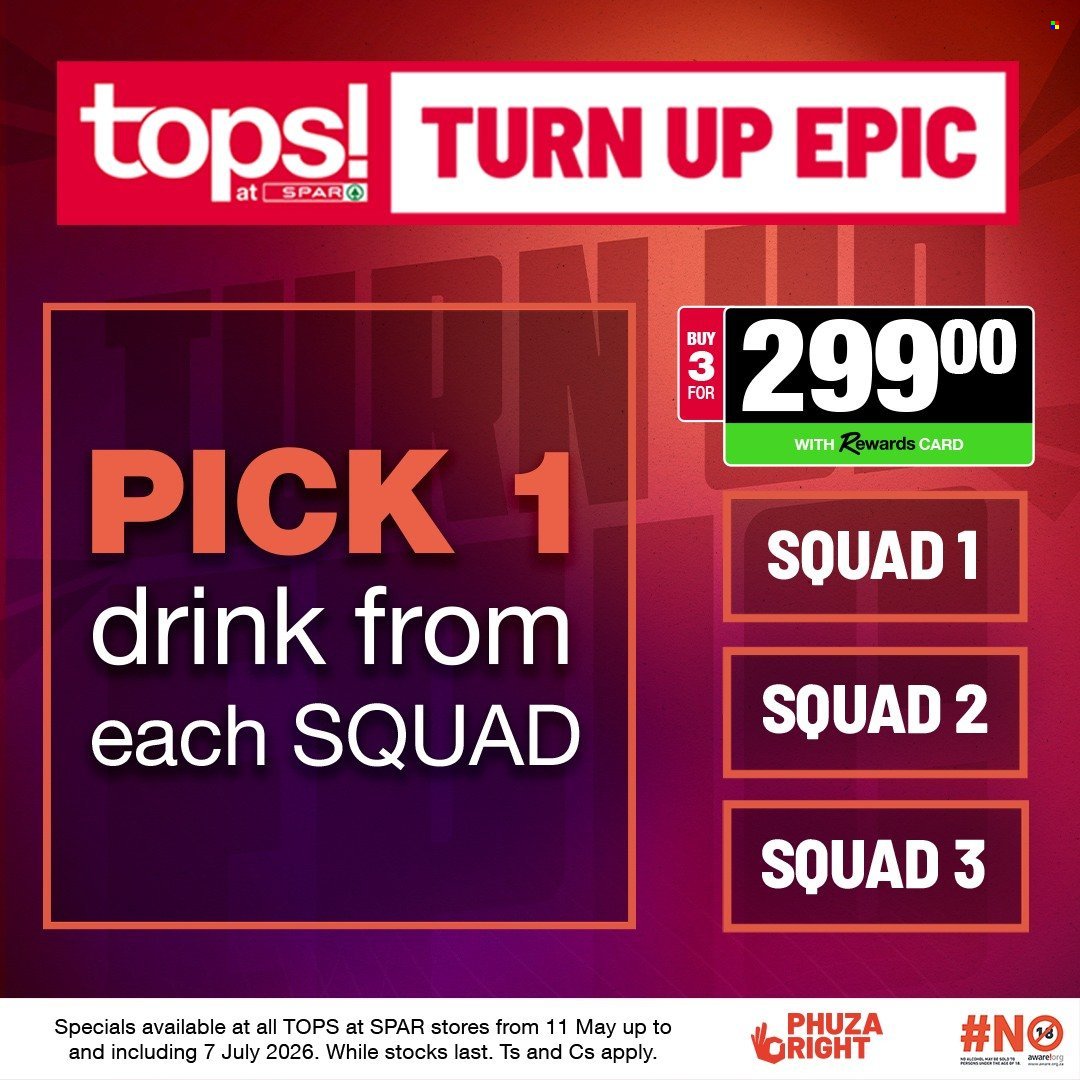 TOPS AT SPAR specials - Turn Up Epic