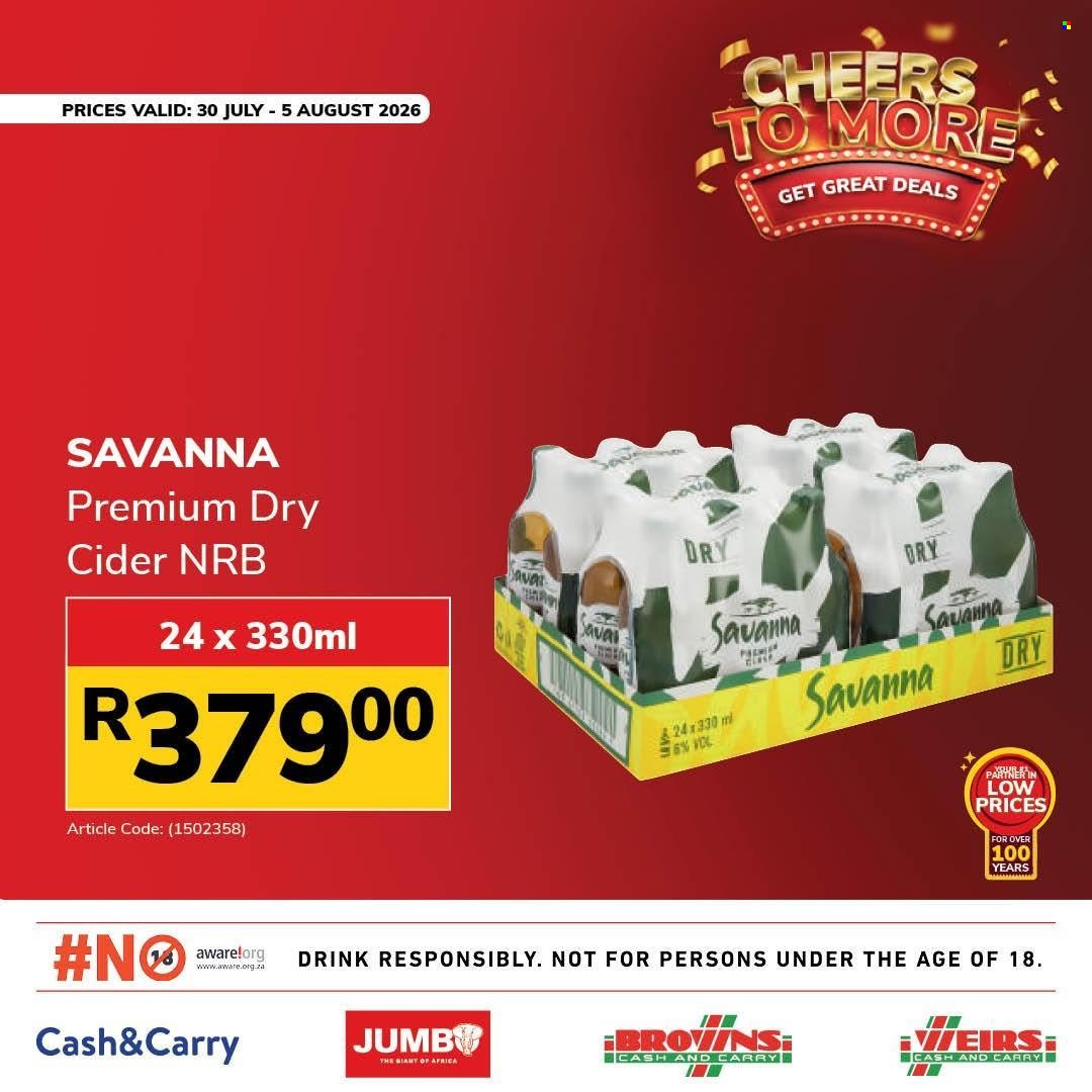 JUMBO CASH & CARRY specials - From Thursday 30 Jul 2026