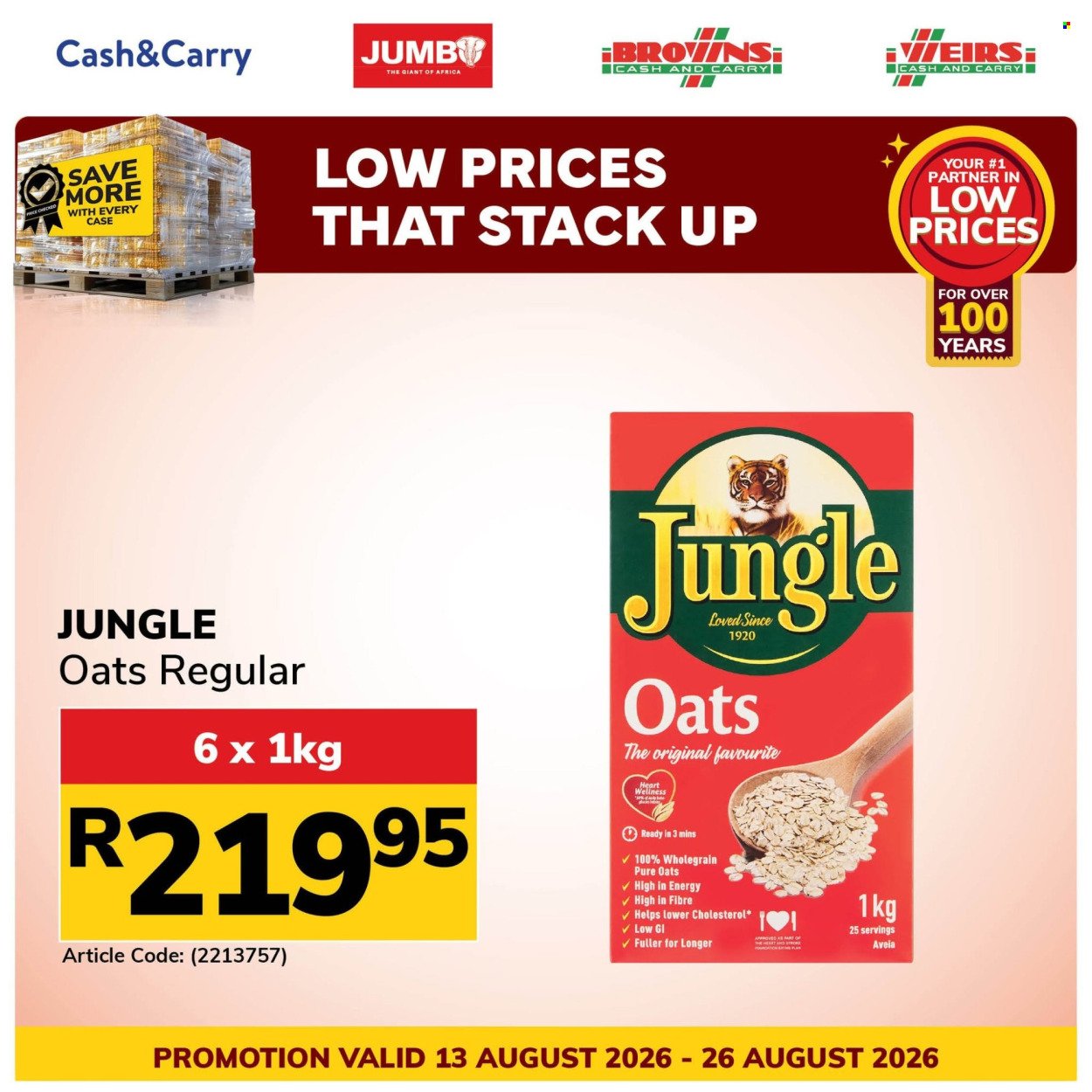 JUMBO CASH & CARRY specials - From Thursday 13 Aug 2026
