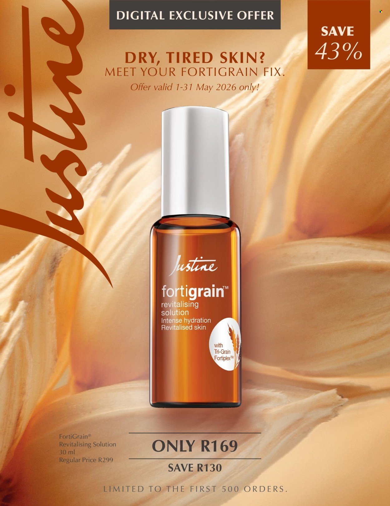 JUSTINE specials - FORTIGRAIN EXCLUSIVE OFFER (2026-05-01 - 2026-05-31) | 1