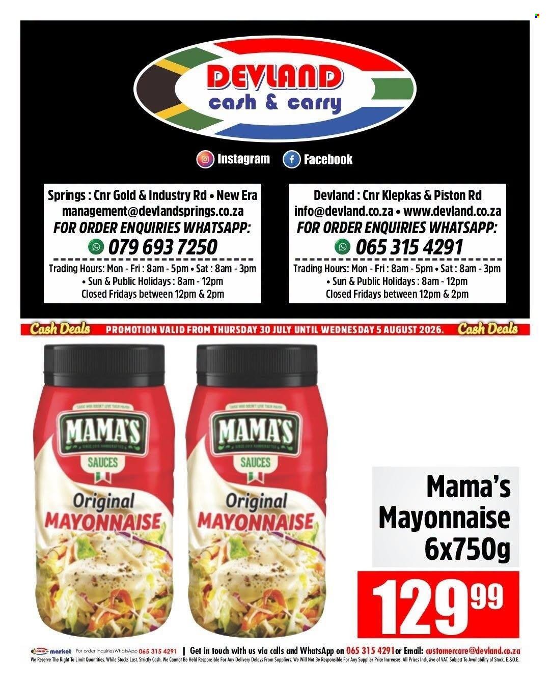 DEVLAND specials - From Thursday 30 Jul 2026