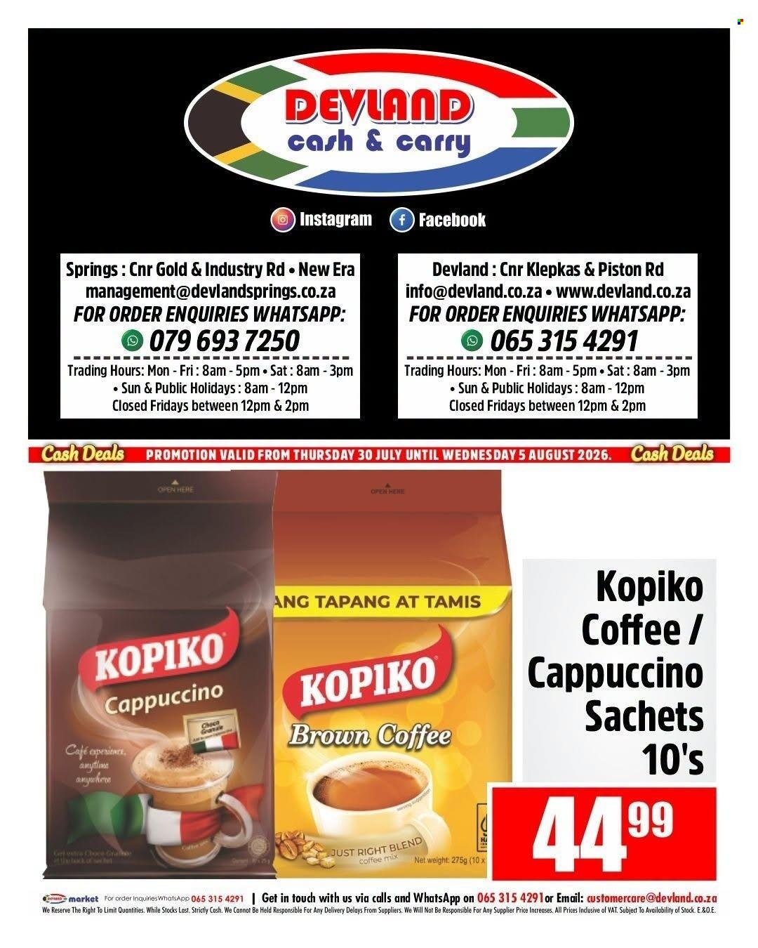 DEVLAND specials - From Thursday 30 Jul 2026