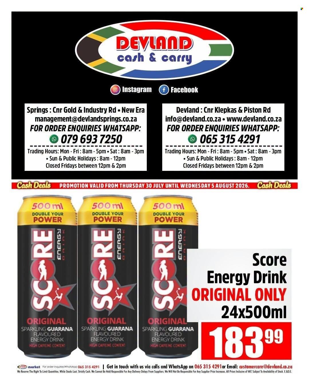 DEVLAND specials - From Thursday 30 Jul 2026