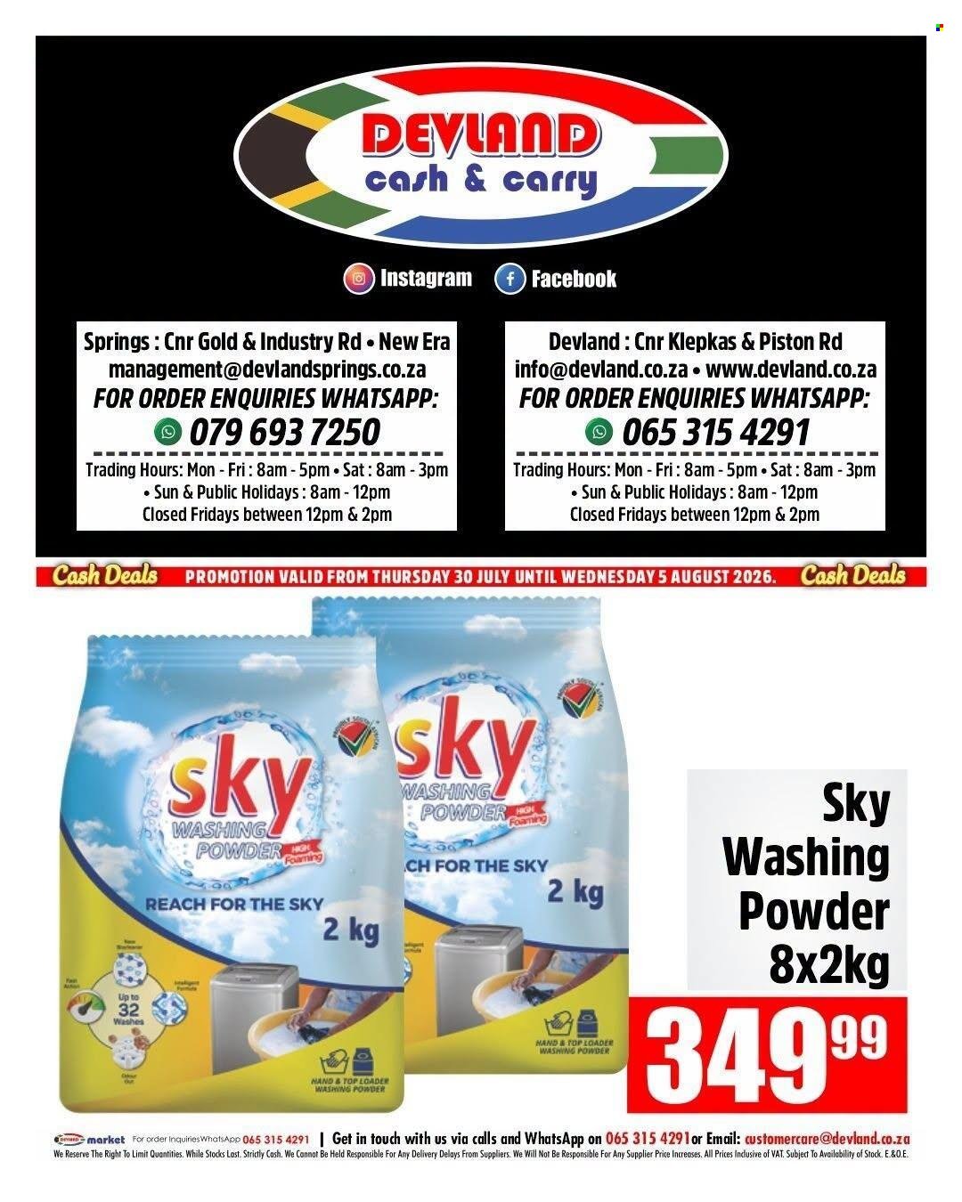 DEVLAND specials - From Thursday 30 Jul 2026