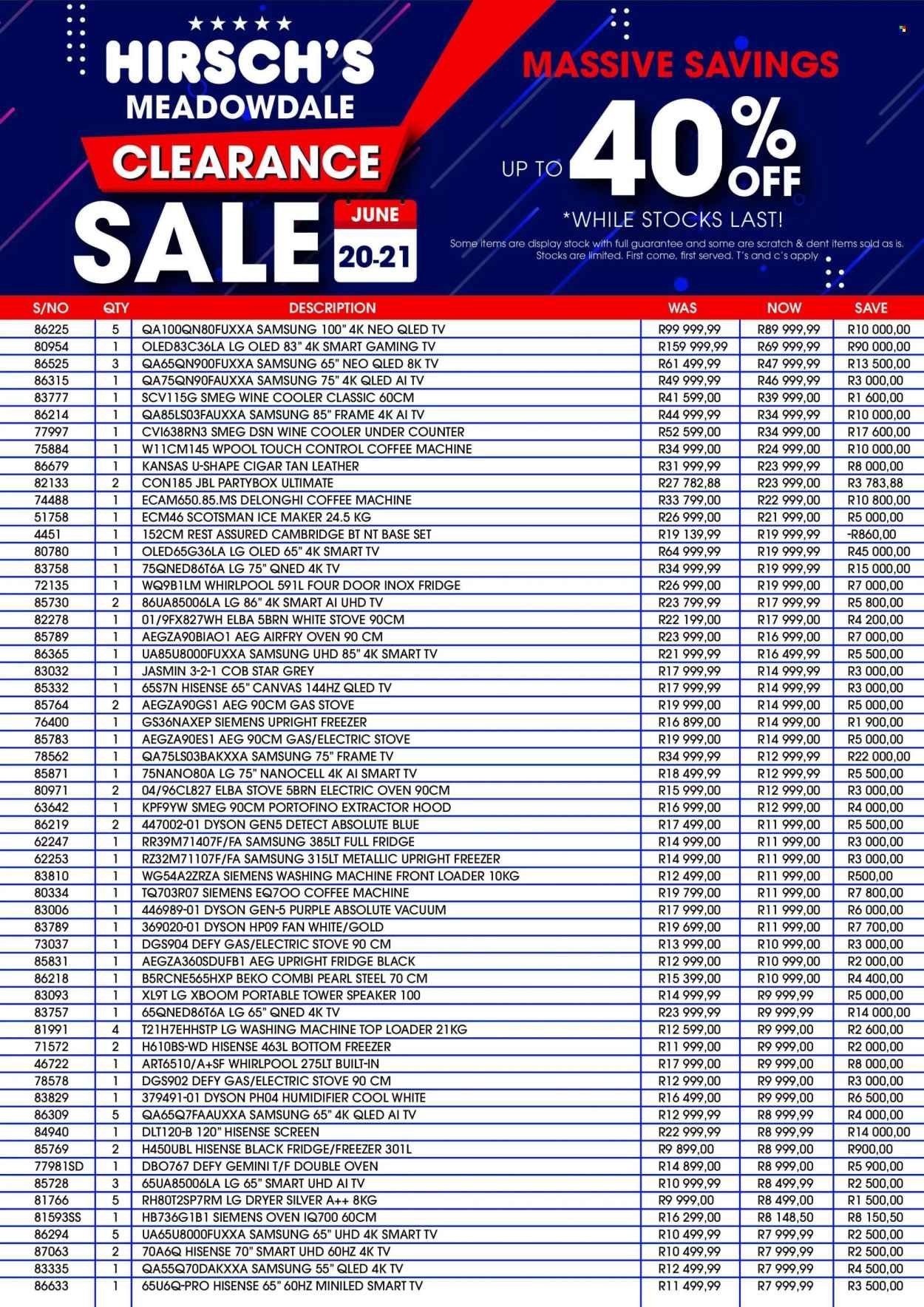 HIRSCH'S specials - From Saturday 20 Jun 2026