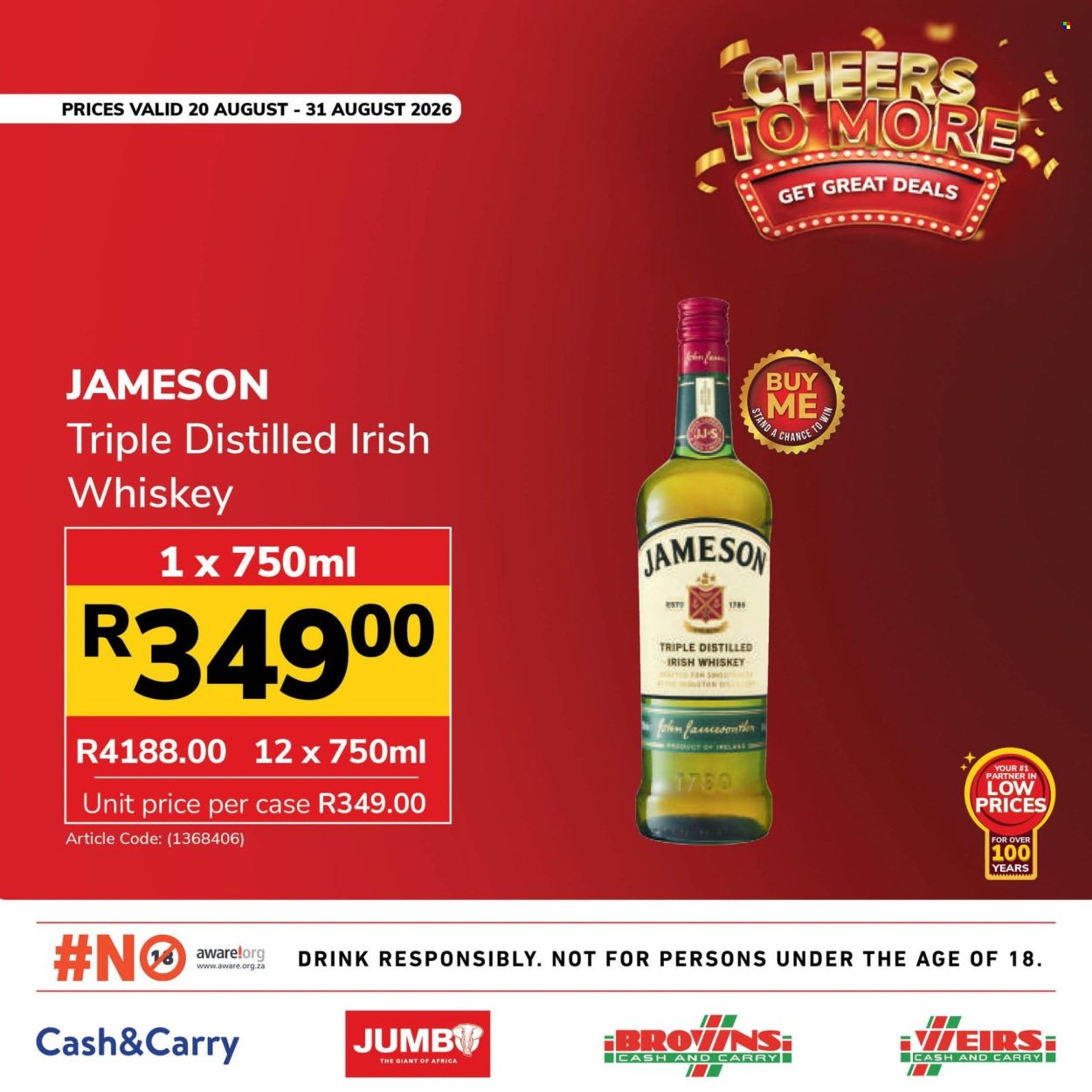 JUMBO CASH & CARRY specials - From Thursday 20 Aug 2026