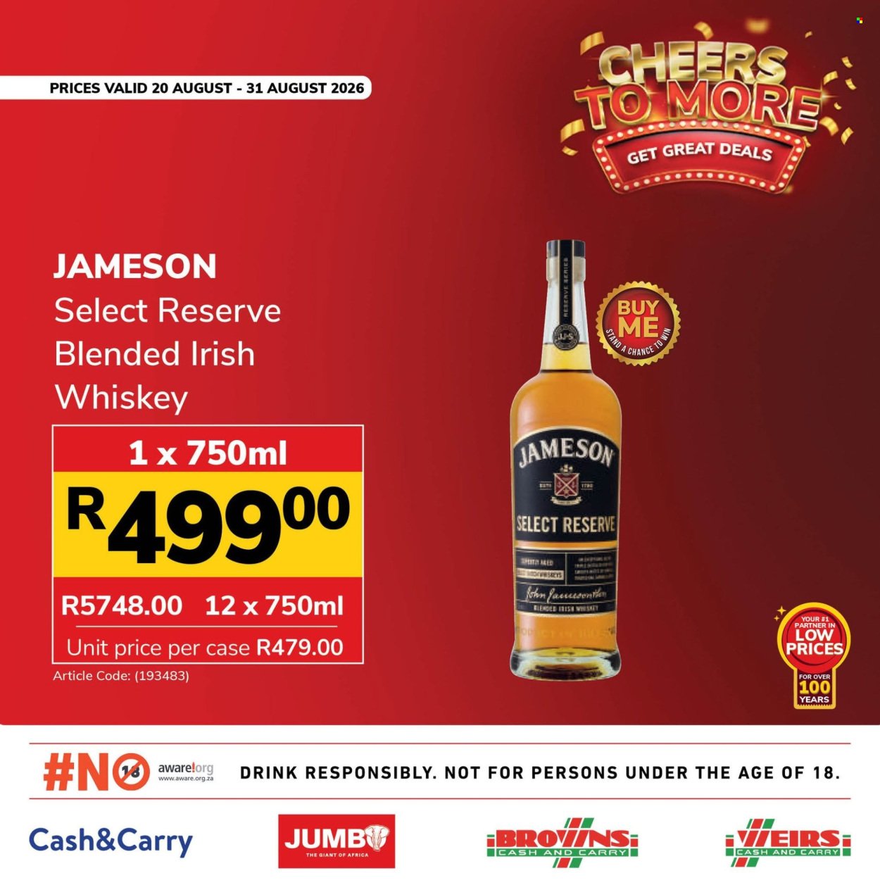 JUMBO CASH & CARRY specials - From Thursday 20 Aug 2026