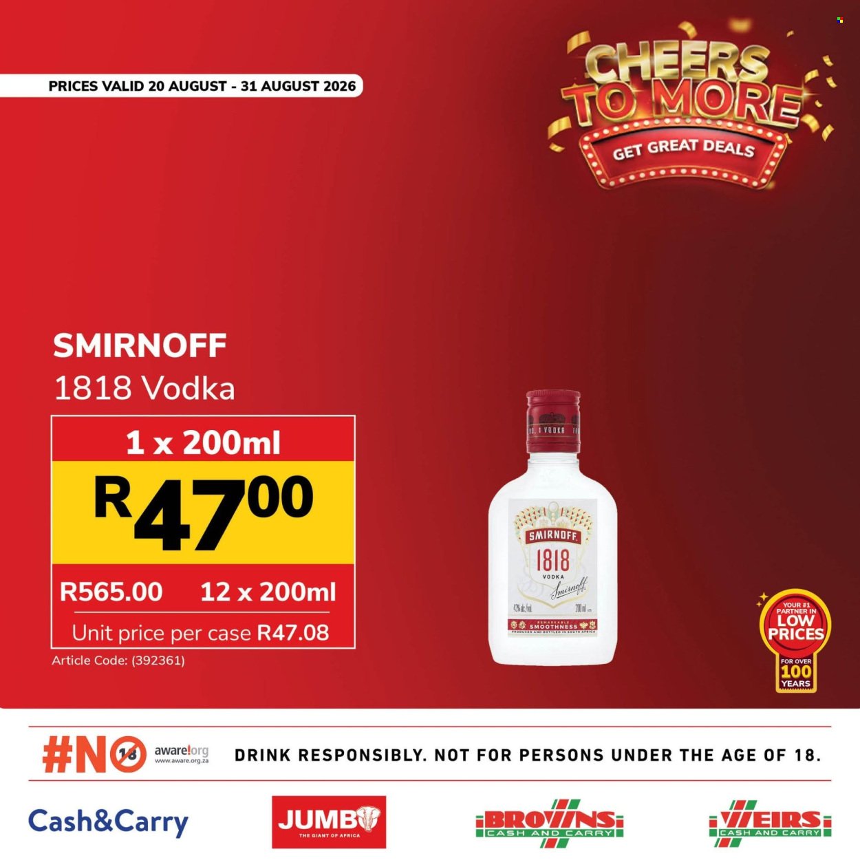 JUMBO CASH & CARRY specials - From Thursday 20 Aug 2026