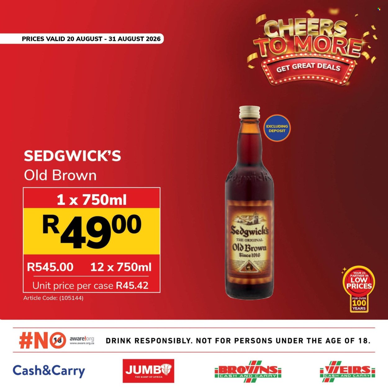 JUMBO CASH & CARRY specials - From Thursday 20 Aug 2026