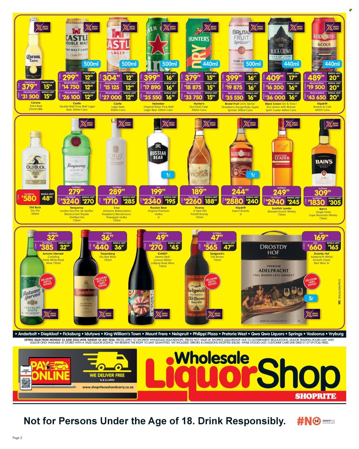 SHOPRITE specials - Wholesale LiquorShop Savings Selected Stores