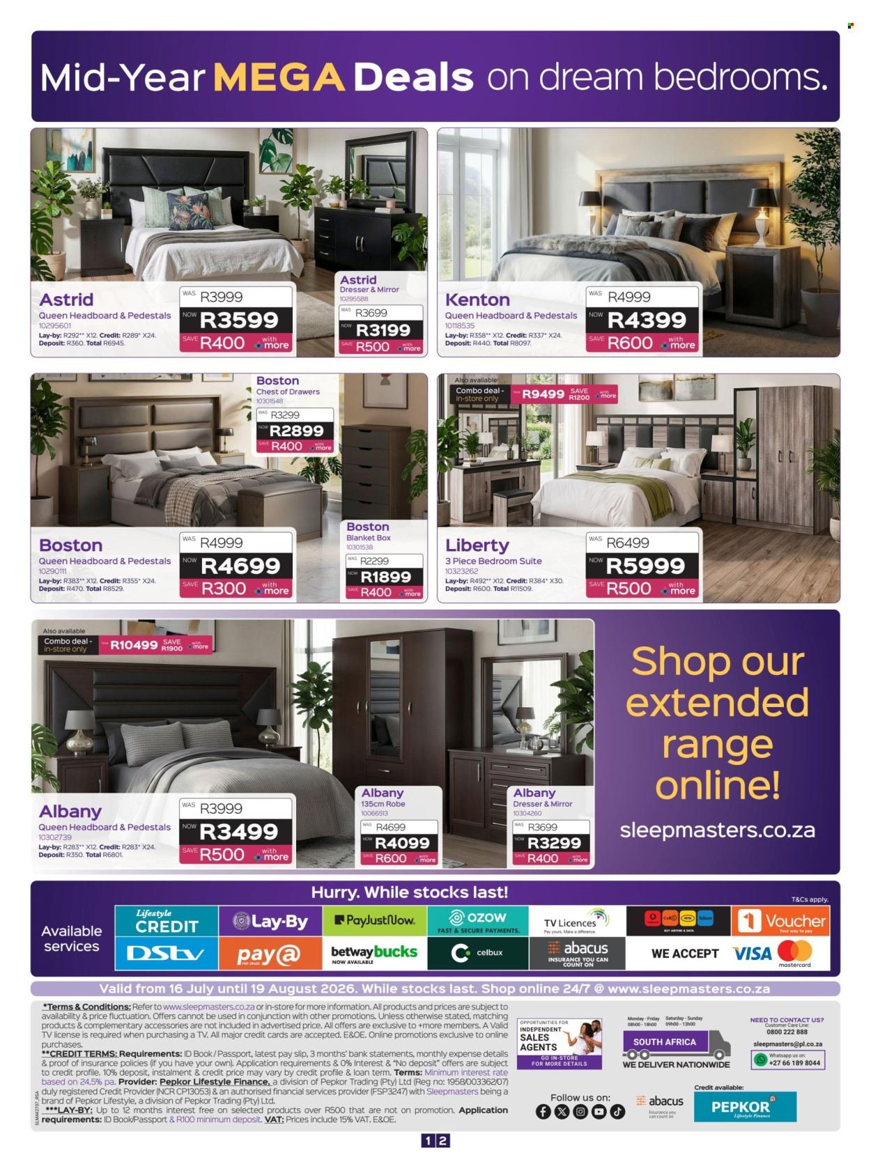 SLEEPMASTERS specials - From Thursday 16 Jul 2026