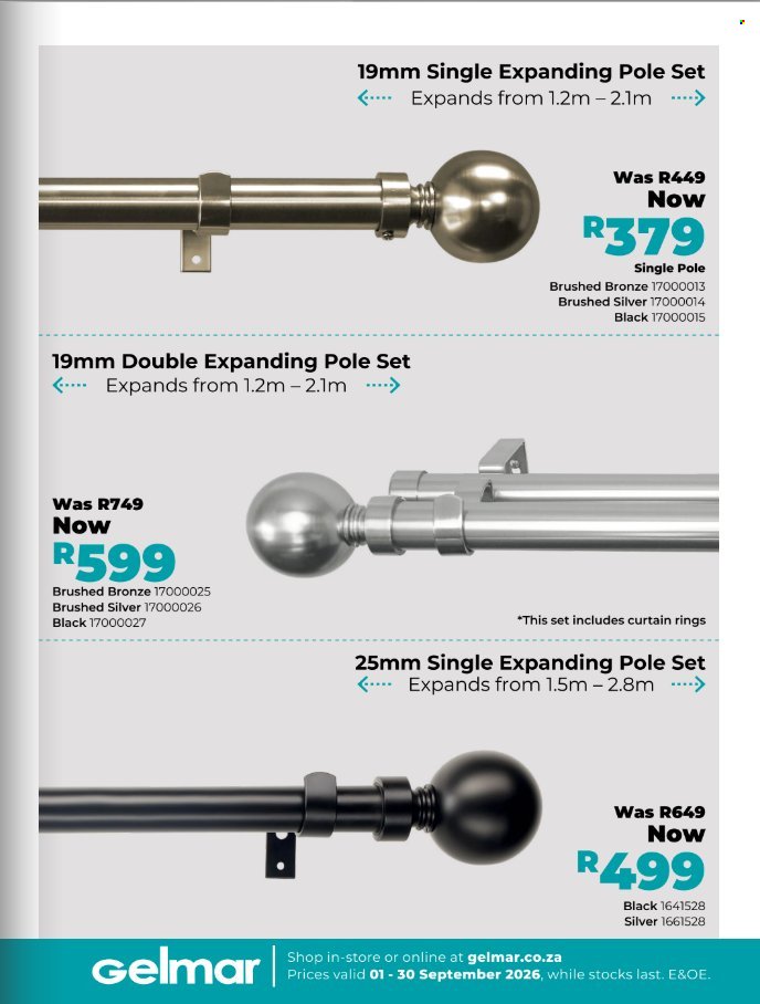GELMAR specials - From Tuesday 1 Sept 2026