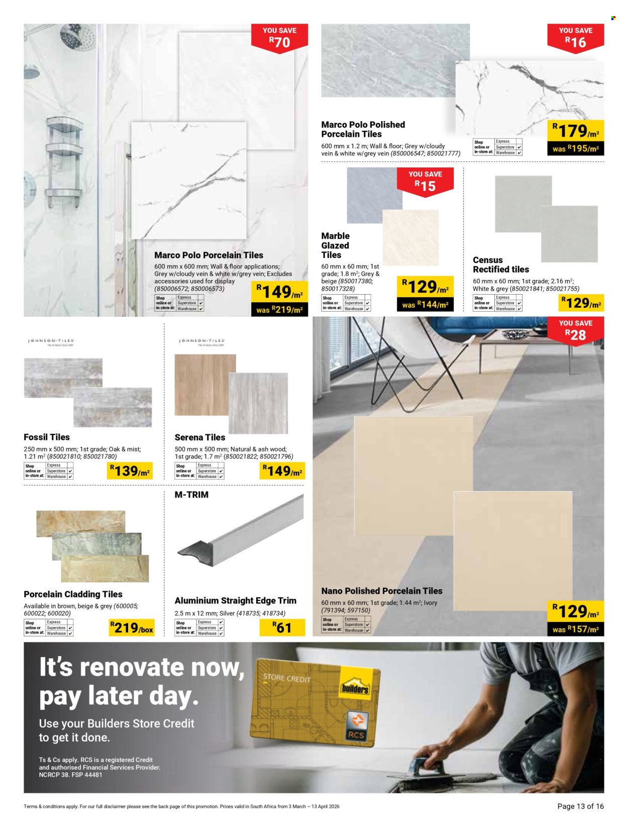 BUILDERS specials - Bathroom and Flooring (2026-03-03 - 2026-03-13) | 13