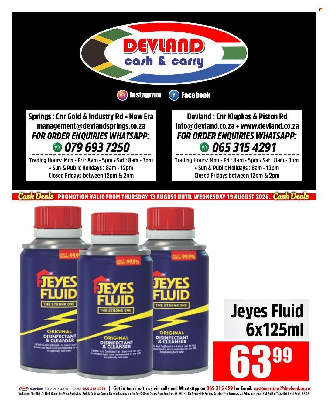 DEVLAND specials - From Thursday 13 Aug 2026