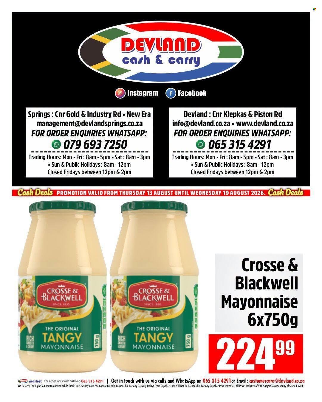 DEVLAND specials - From Thursday 13 Aug 2026