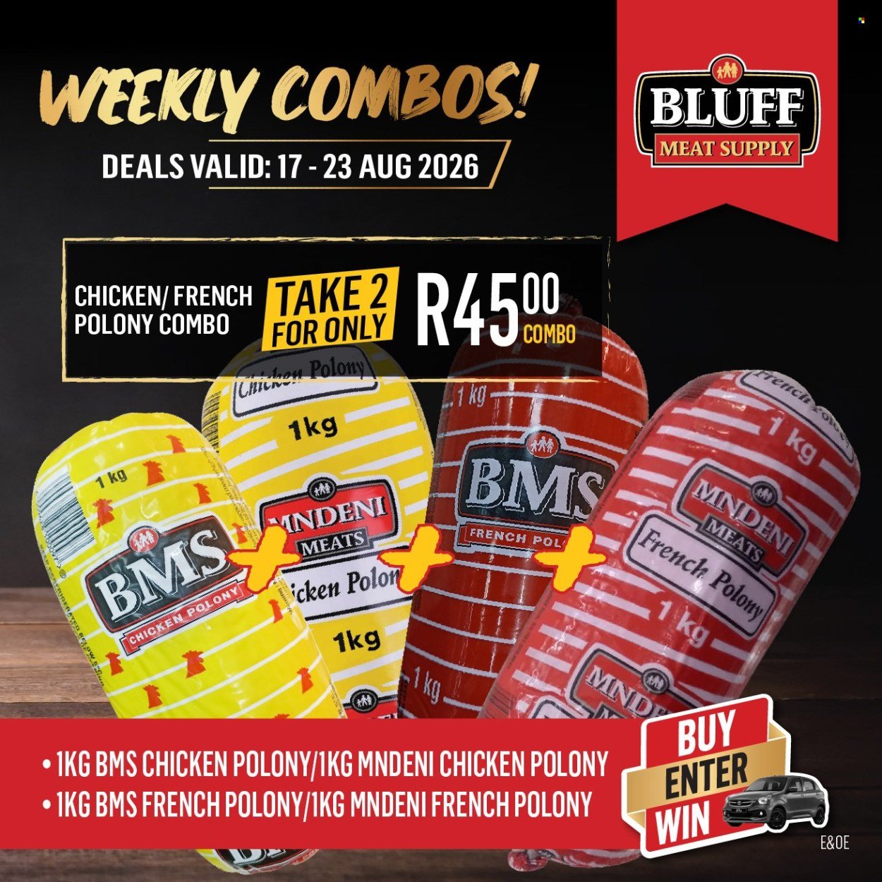 BLUFF MEAT SUPPLY specials - From Monday 17 Aug 2026