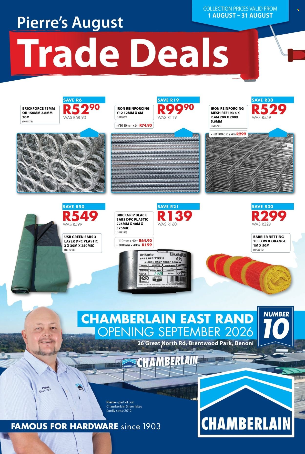 CHAMBERLAIN specials - From Saturday 1 Aug 2026