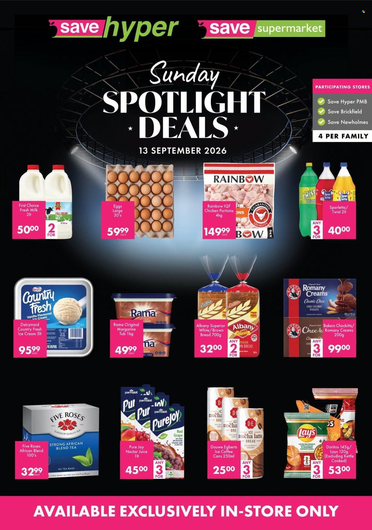 SAVE specials - From Sunday 13 Sept 2026